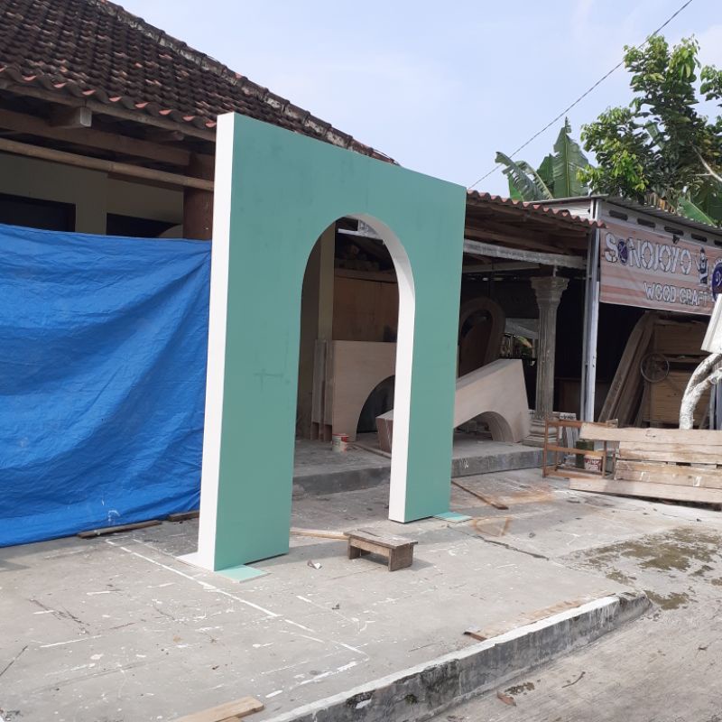 backdrop dekor gapura 3d 3dimensi dekorasi pelaminan