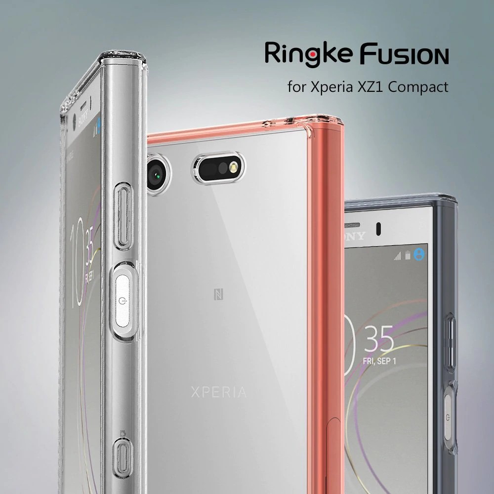 Ringke Fusion Case for Sony Xperia XZ1 Compact Transparent PC Back TPU Bumper Built-in Dust Plug