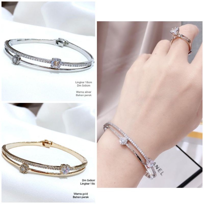 Gelang Silver925 perak sterling silver Premium Gelang silver Gold anti karat anti alergi  S-880