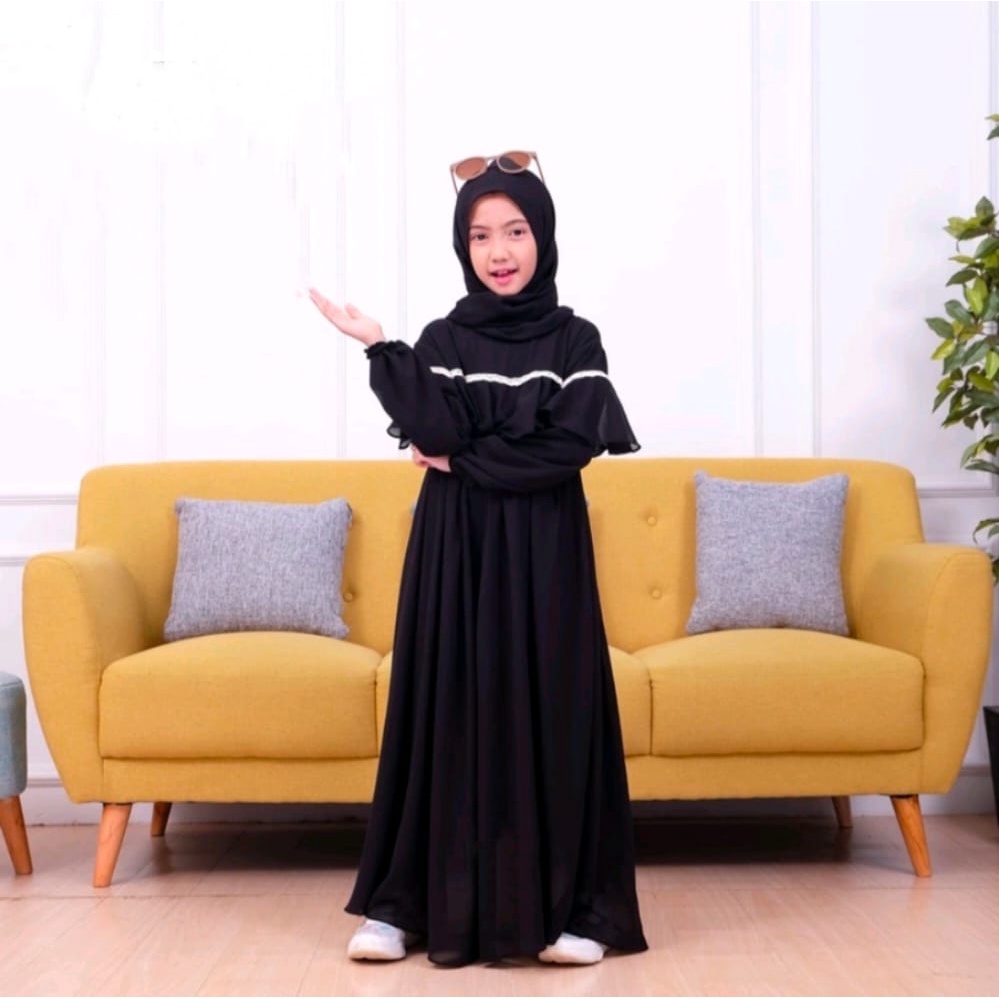 Others GAMIS PUTIH ANAK WOLLY SYAR'I Series Usia 3-14 Tahun Gamis Anak Tanggung Terbaru Free Hijab G