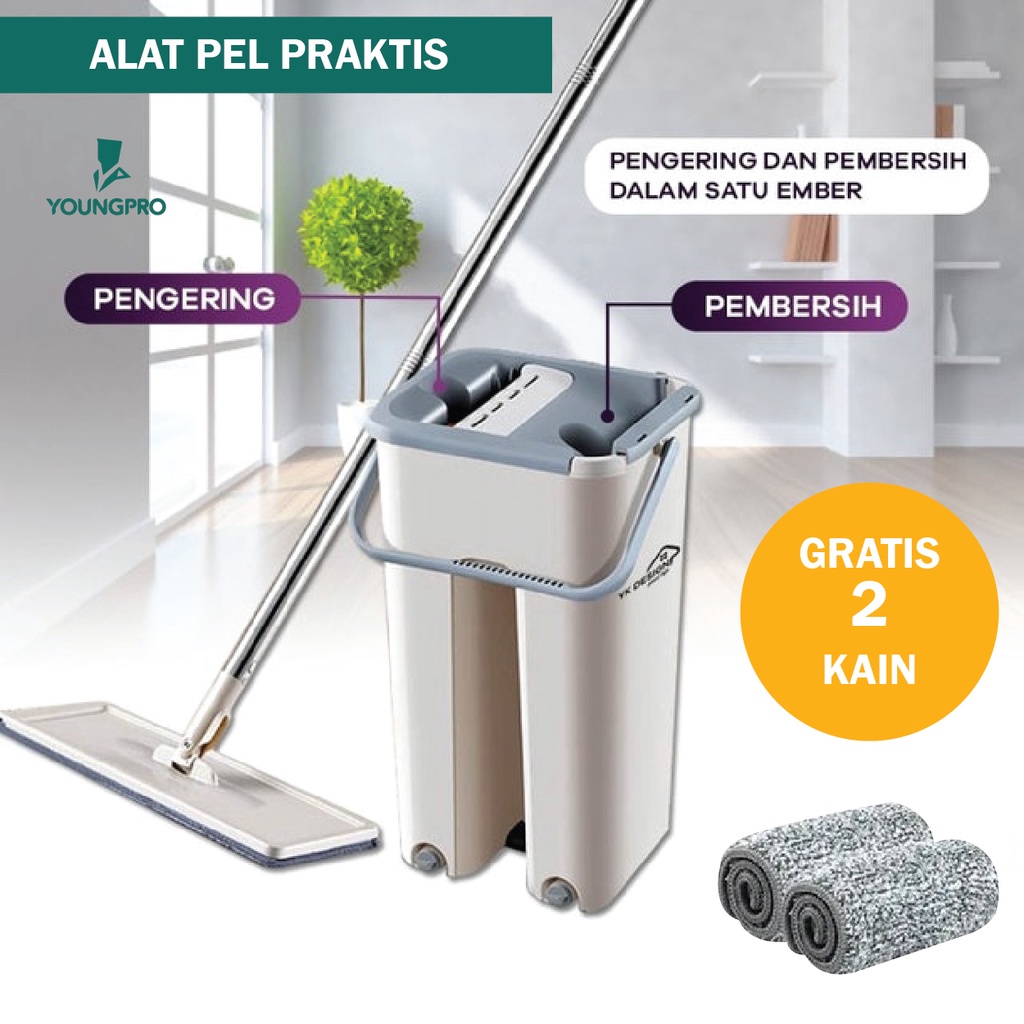 YP ALAT PEL LANTAI PRAKTIS MICROFIBER MOP Dry&amp;Wash 2 SEKAT BUCKET + kain pel SCM-01 /YMM-01 ALAT PEL LANTAI SPIN MOP STAINLESS STEEL ANTI KARAT /SAPU DAN PENGKI SET ALAT KEBERSIHAN PLASTIC BROOM WITH DUSTPAN YBS-01/ YMM-05 ALAT PEL ULTRA WIDE PANEL