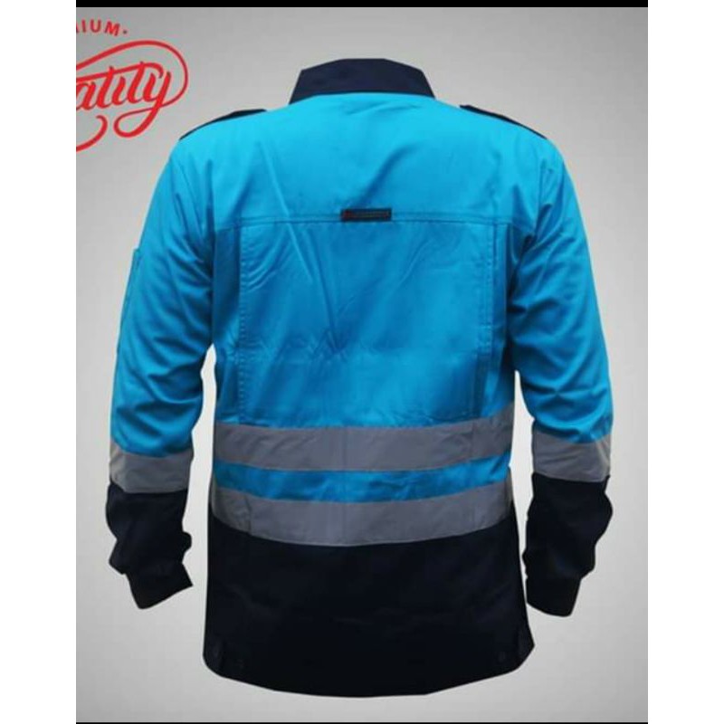 BAJU SERAGAM SAFETY RESLETING FREE.LOGO K3 BENDERA BIRU LANGIT DONGKER PREMIUM