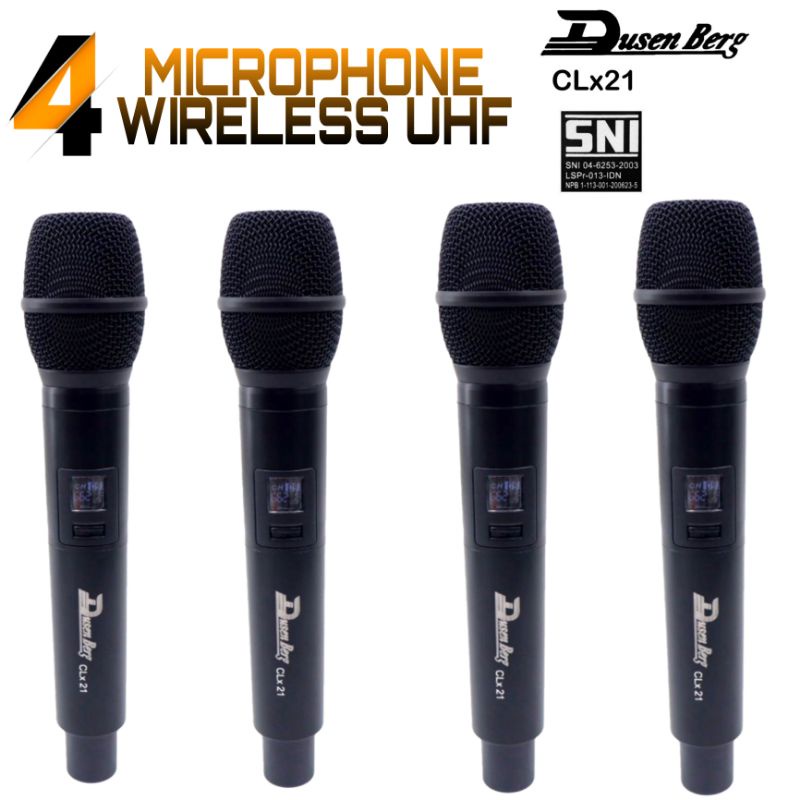 4 Microphone Wireless DUSENBERG CLx21 Mic Karaoke ,Mc, Pidato - ( Harga Grosir )