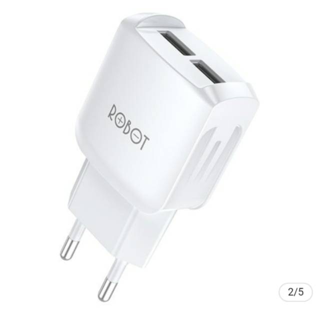 KHANZAACC Robot RT-K6 2.4A Dual Output Charger white (1 Kotak isi 20 Pcs)