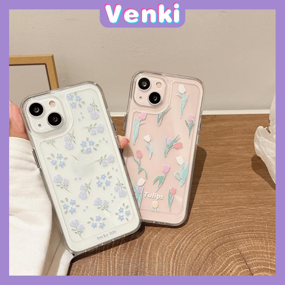 iPhone Case Thick Silicon Soft Case Clear Case Shockproof Camera Protection Metal Button Tulip Flower Compatible For iPhone 11 iPhone 13 Pro Max iPhone 12 Pro Max iPhone 7 Plus xr