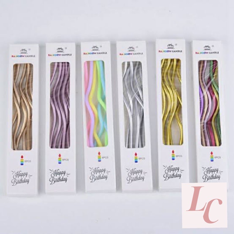 LILIN SPIRAL / TWIST CANDLE IN RAINBOW ROSE GOLD GOLD SILVER