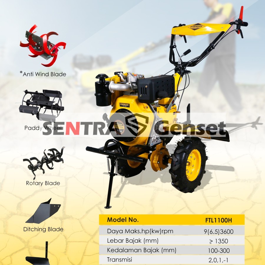 Traktor Firman diesel mesin bajak sawah FTL1100H