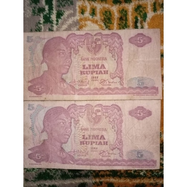 Uang Kuno Asli 5 Rupiah Sudirman Tahun 1968