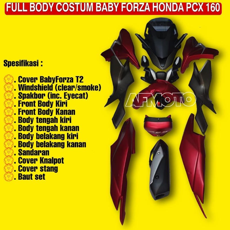 FULL CUSTOM BABY FORZA T2 HONDA PCX 160 BODYKIT COVER BODY PCX 160 2021