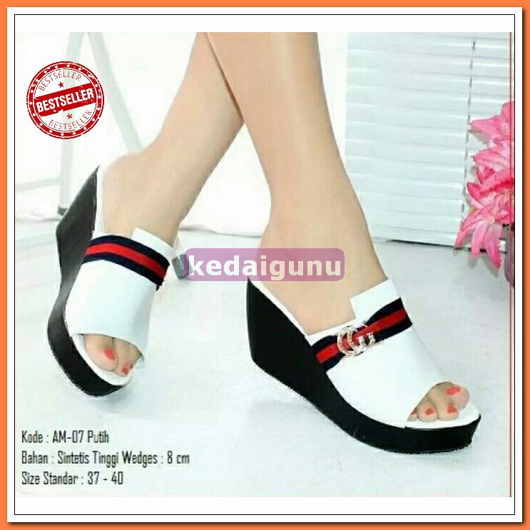 Pesta Sofiya Terbaru Import 8203 2 Sendal Wedges Pesta Wanita Imp EW830 Sandal Wedges Slk66 Putih -