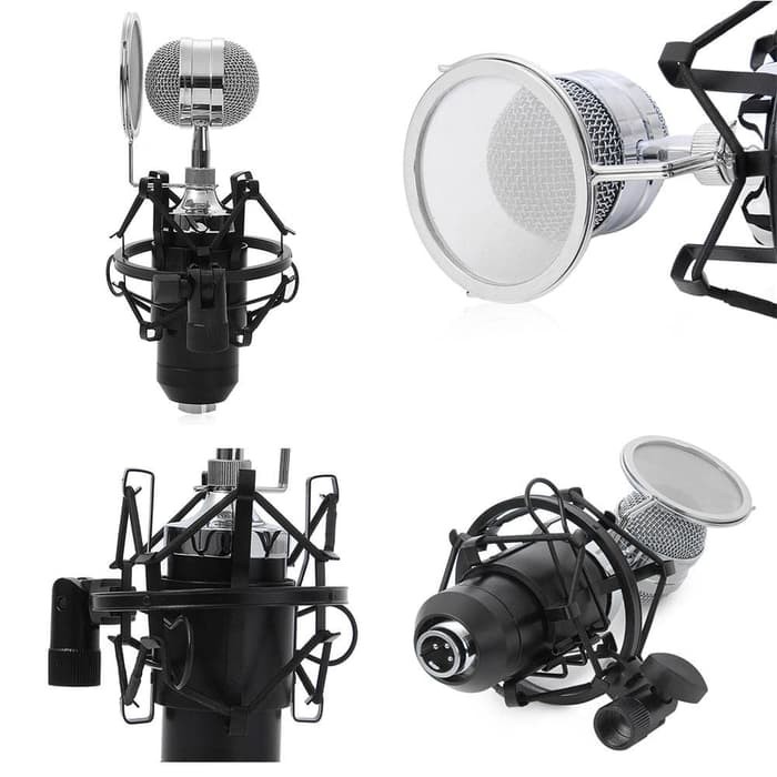 Taffware Mikrofon Kondenser dengan Shock Proof Mount Mic BM 8000