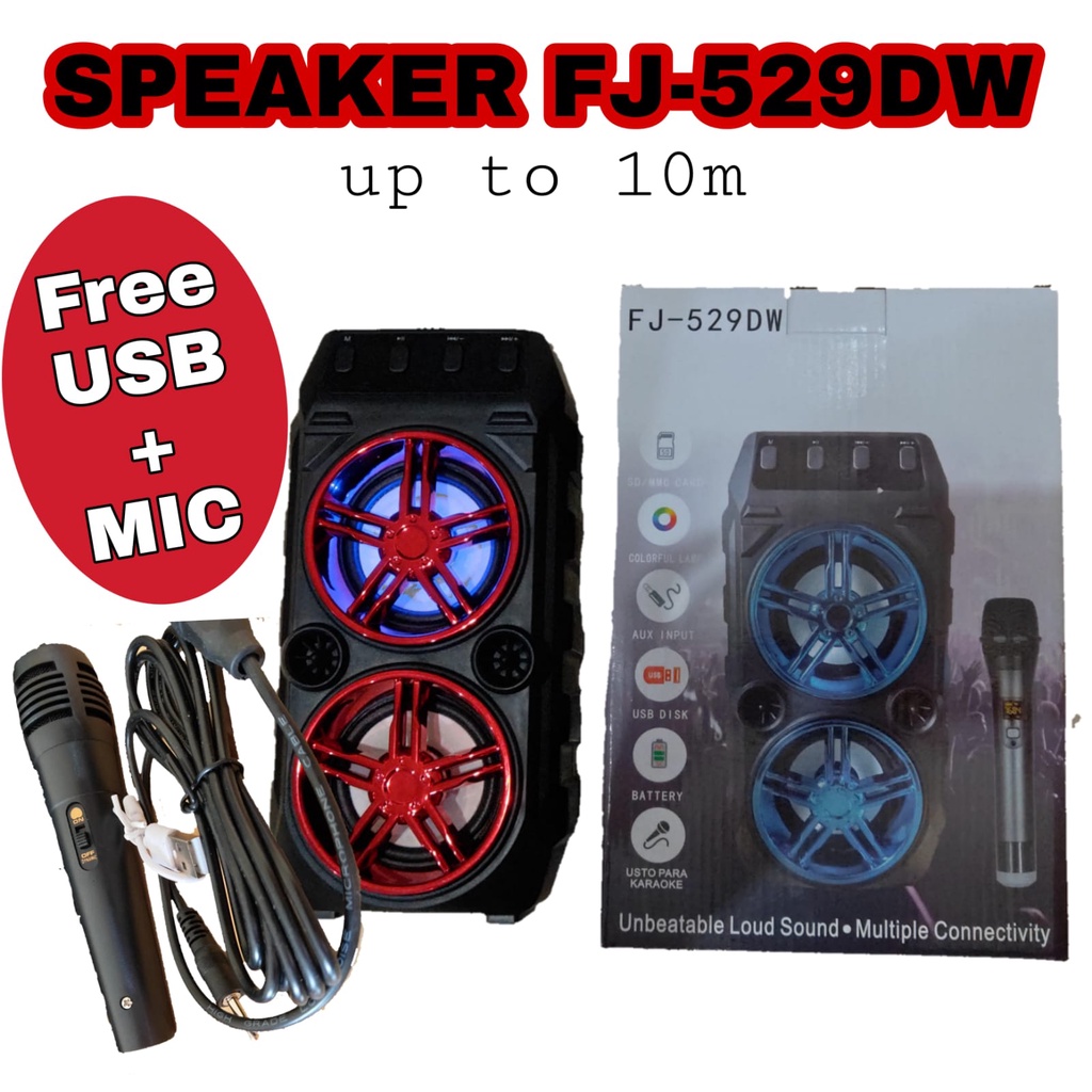 Speaker Bluetooth Wireless Portable USB FJ 529DW Extra Bass FREE MICROPHONE / Speaker FJ 529DW