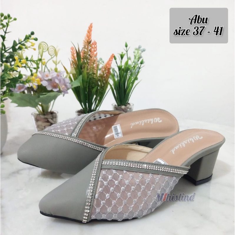 RANIA HELLS - SENDAL HELLS BROKAT HAK 5 CM SOL KARET MUTIARA | WEDDING SHOES