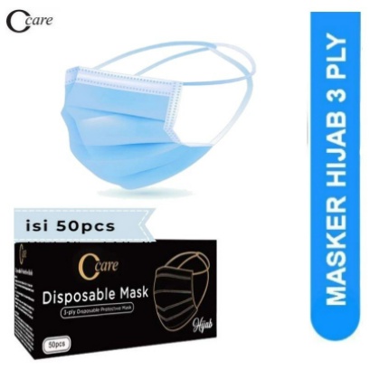 MASKER 3 PLY EARLOOP HEADLOOP 50PCS-HIJAB + BOX