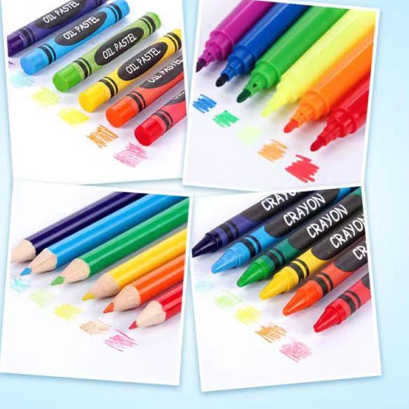 Murah Belanja SALE Crayon Anak Pengasah 208pcs Set Alat Menggambar Melukis Anak-anak Crayon Cat Air Pensil