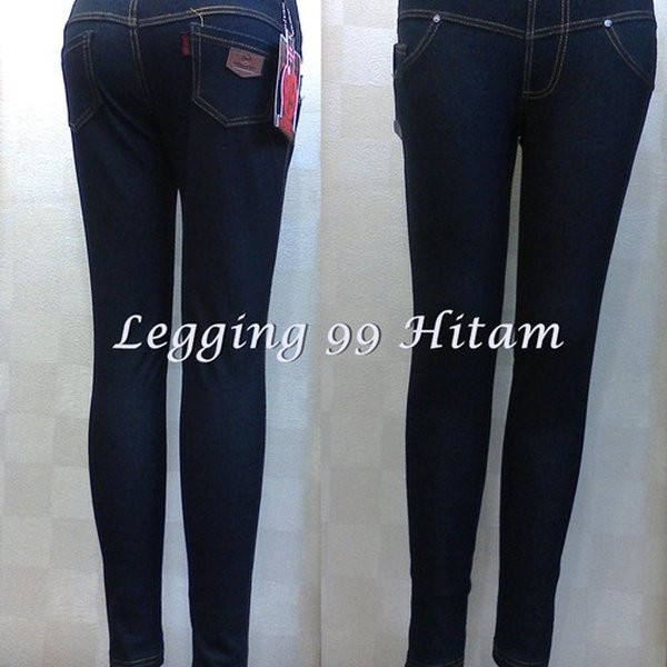 celana legging 99 bahan jeans denim (Hitam) size M-XL
