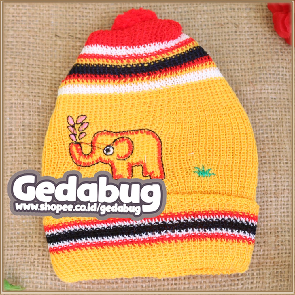 Topi Rajut Bayi Newborn Boboko Motif Gajah / Topi Karakter - gedabug