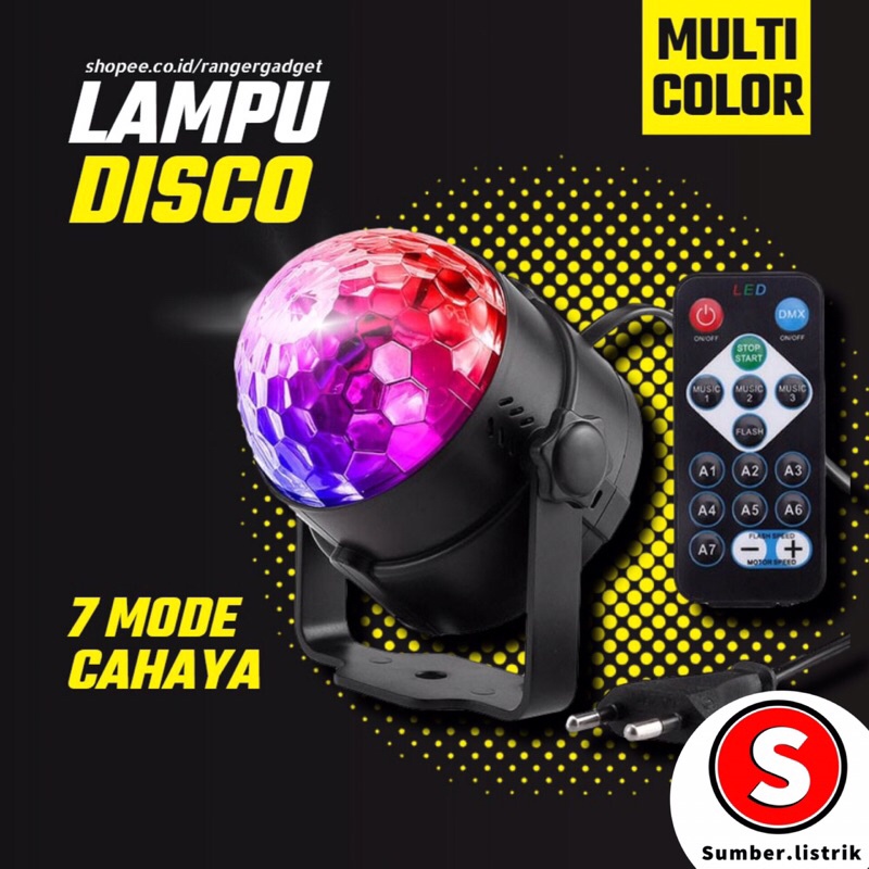 Lampu Disco LED RGB / MAGIC BALL /  Dapat Berputar dengan Sensor Suara untuk Natal / Pernikahan / KTV