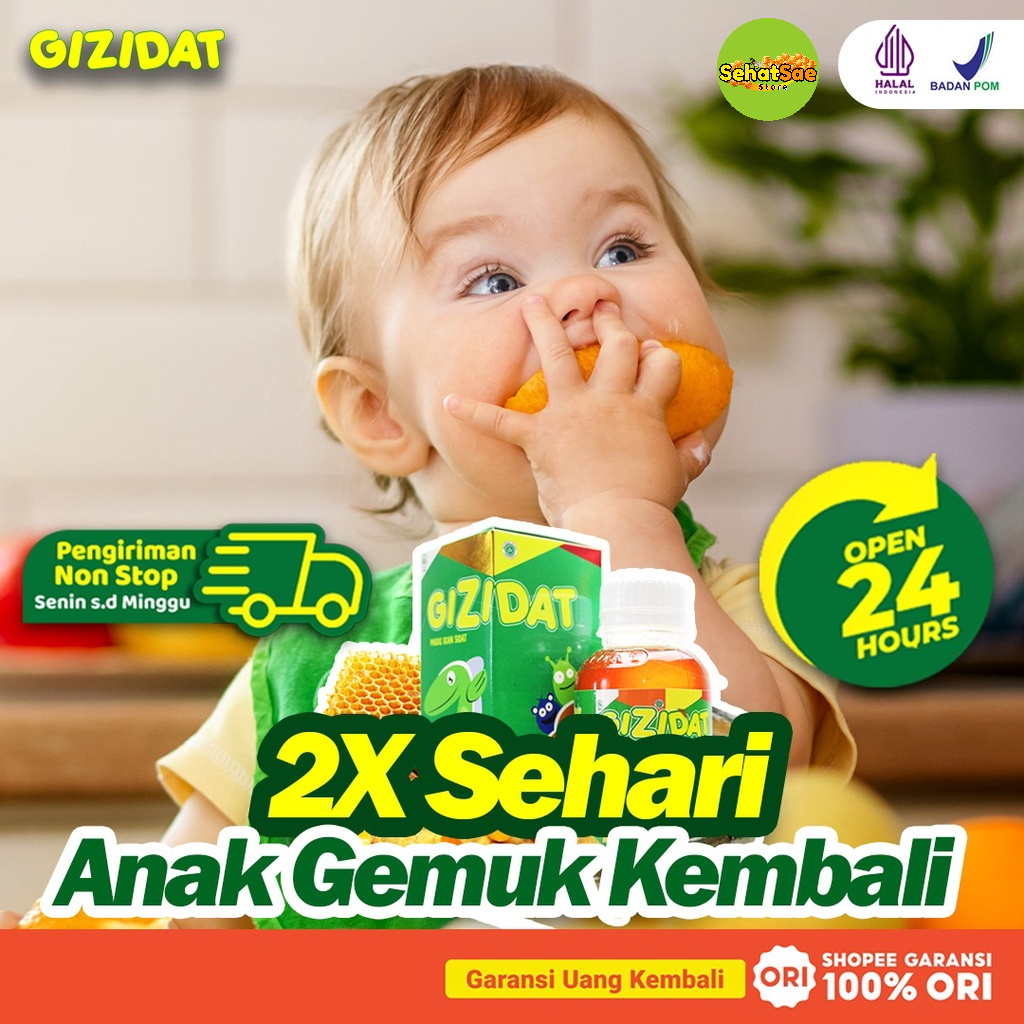 Gizidat - Madu Penggemuk Badan &amp; Penambah Nafsu Makan Anak &amp; Bayi Tingkatkan Imun Tubuh Perbaiki Gizi Buruk Isi 130ml