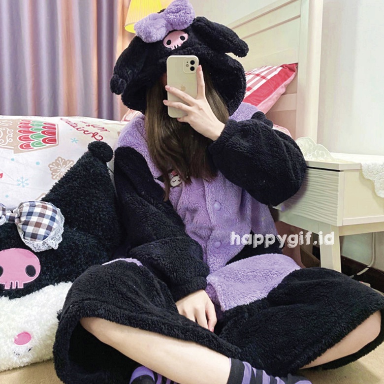 KUROMI DASTER ONESIE BAJU TIDUR KOSTUM PIYAMA KIGURUMI