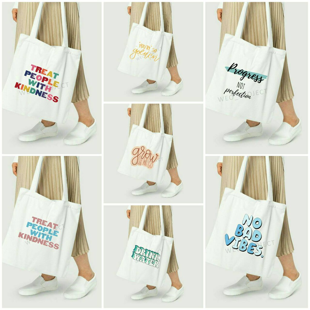 TOTE BAG KANVAS MURAH / TOTE BAG WANITA / TOTE BAG MOTIF MOTIVASI