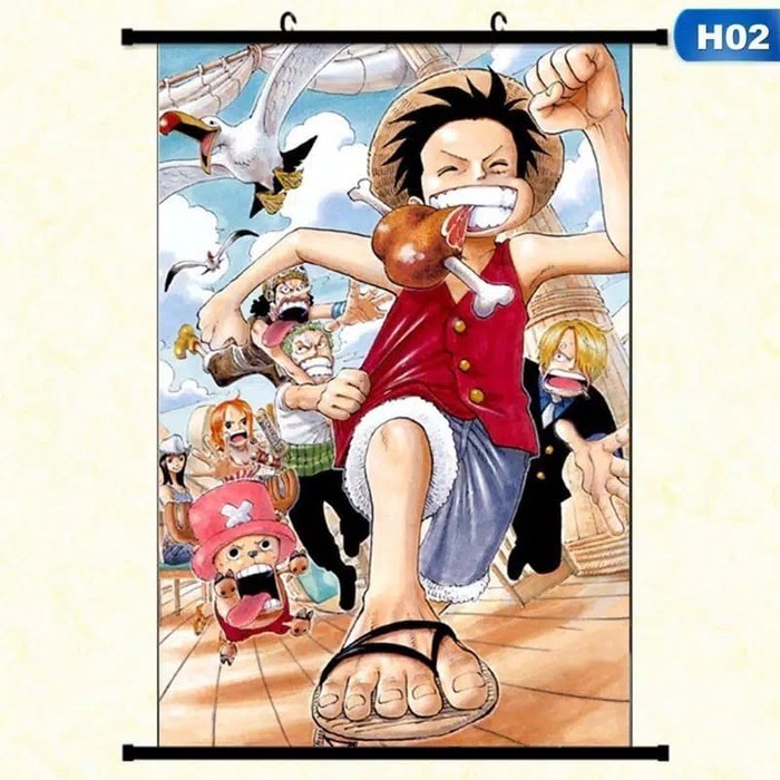 lukisan pajangan hiasan dinding one piece anime printing gulung souvenir kado 20 x 30 cm
