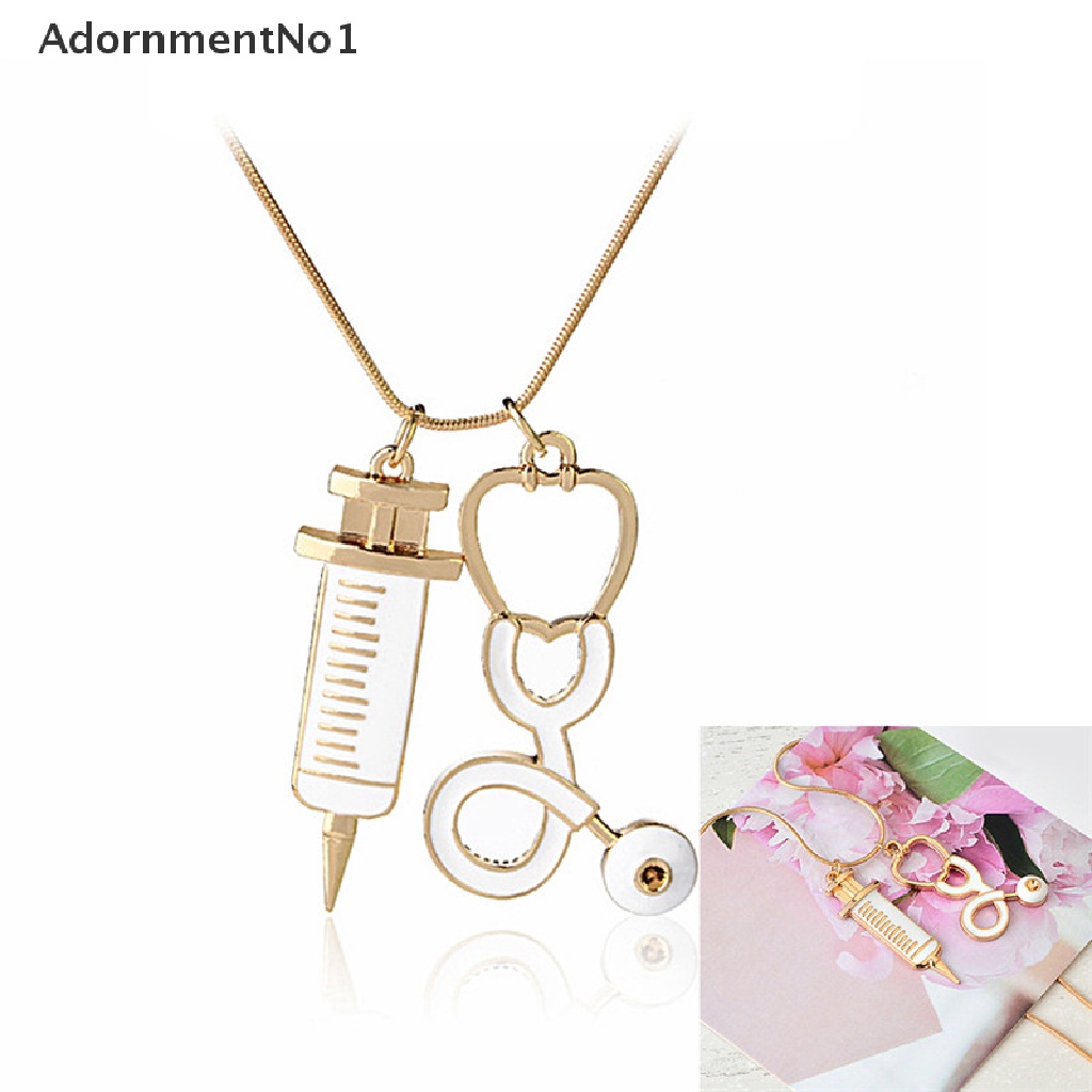 (AdornmentNo1) Kalung Rantai Dengan Liontin Stetoskop Bahan Alloy Untuk Wanita