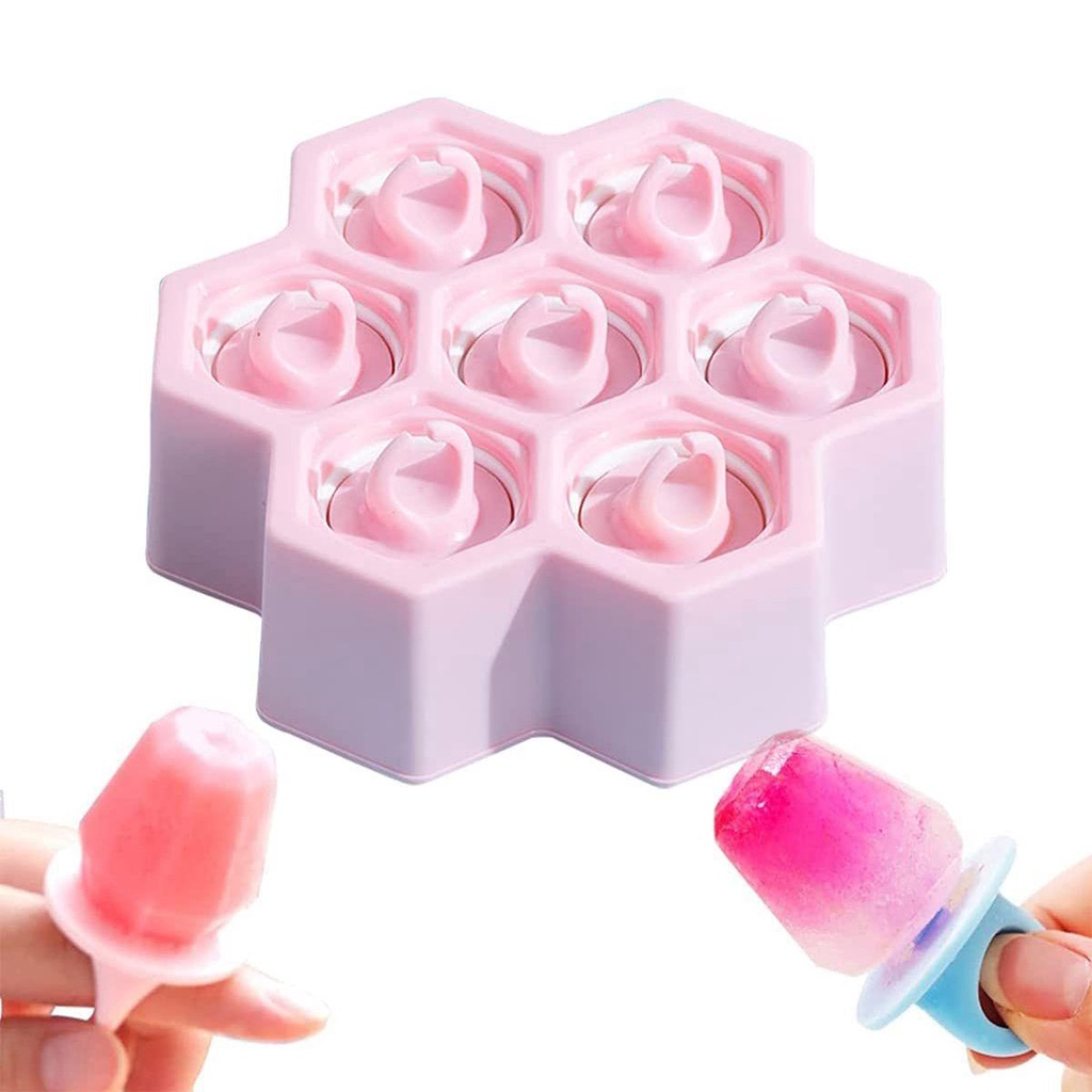 [Elegan] Cetakan Es Loli Anak Dewasa Buatan Sendiri Reusable Kitchen Silicone Honeycomb Shaped Ice Cream Mould