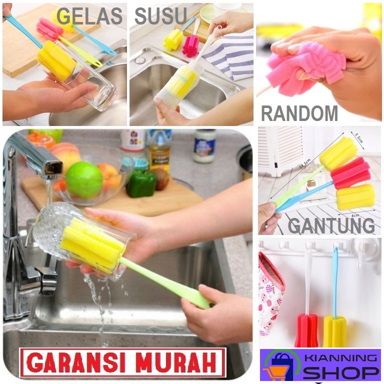 Spon Cuci Botol Sponge Tongkat Gelas Susu Bayi Cangkir Sikat Spons Perlengkapan Dapur