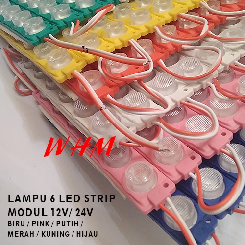 LAMPU LED MODUL 1PCS  6 MATA BESAR DC 12V / 24V VARIASI LAMPU MOBIL MOTOR MODULE