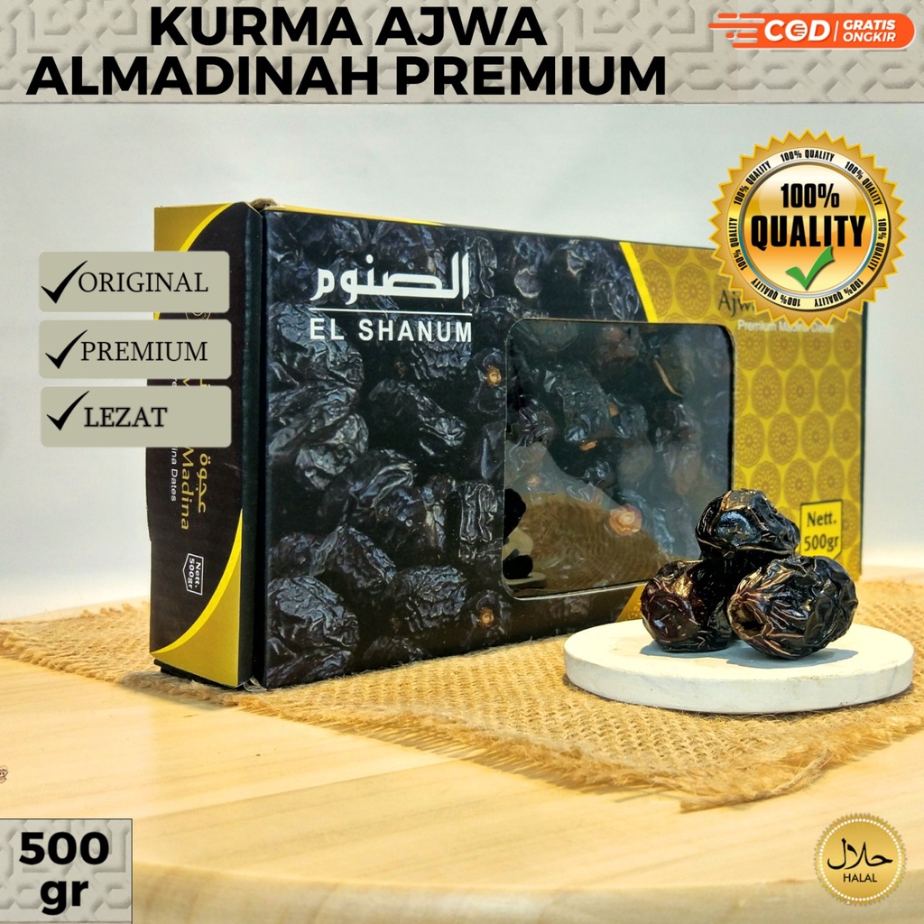 

Kurma Ajwa 500 gram Premium Timur Tengah / Kurma Nabi Asli Madinah High Quality / kurma nabi