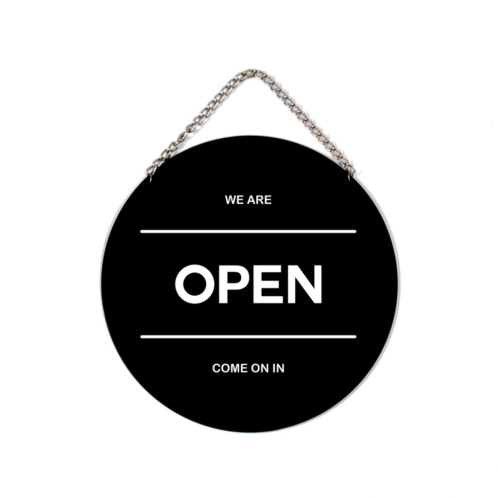 

signage open closed - open close akrilik - papan open closed Bulat 2
