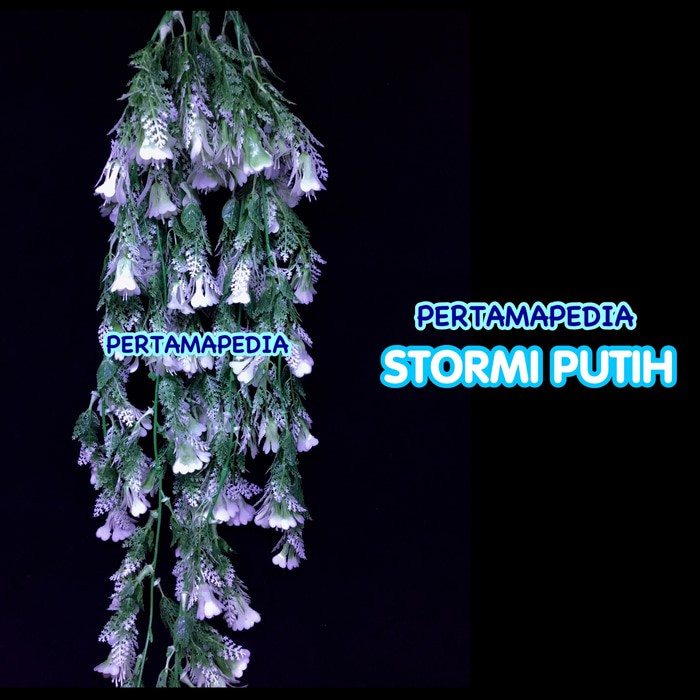 TERLARIS BUNGA PLASTIK /DAUN RAMBAT PLASTIK/ RUMPUT PLASTIK/ STORMI PUTIH BERKUALITAS