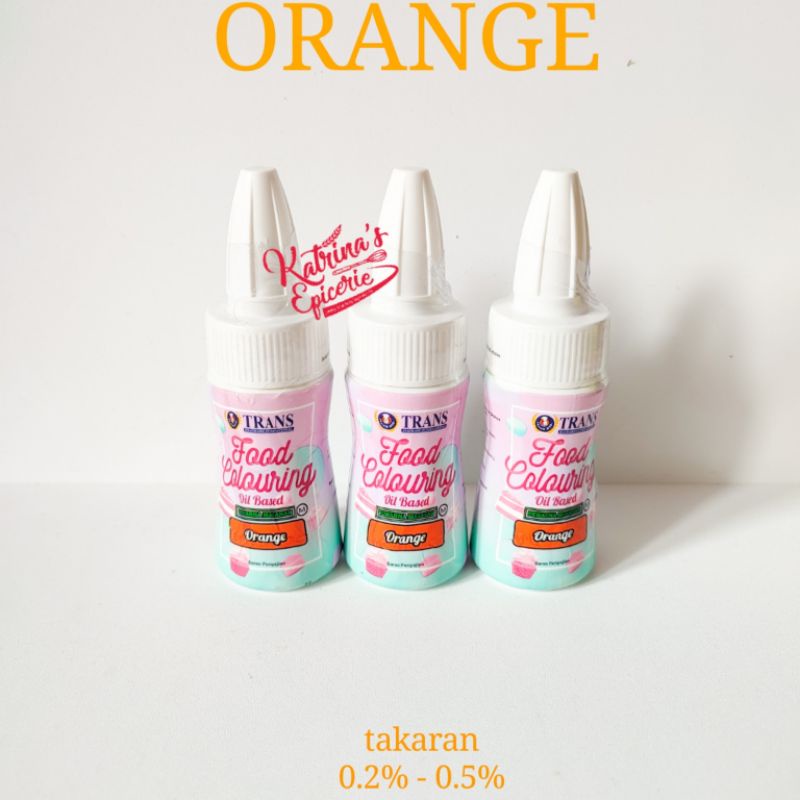 

Trans Food Coloring Oil Based Orange Pewarna Makanan Jingga 50 Gram