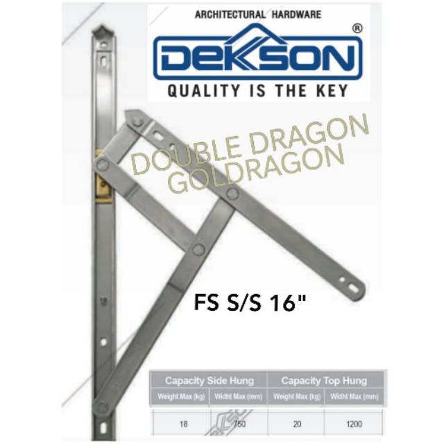 Engsel Casement 16" Dekkson SUS304 (Friction Stay 16" DKS SUS304)