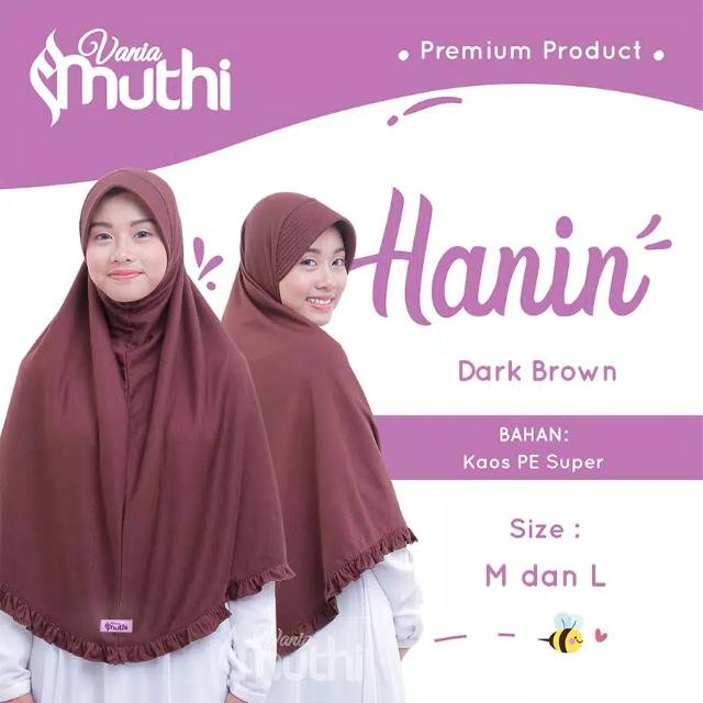 Jilbab HANIN Vania Muthi Curly Size M (SD-SMP) dan L (SMP-SMA) - Hijab Remaja - Jilbab Sekolah
