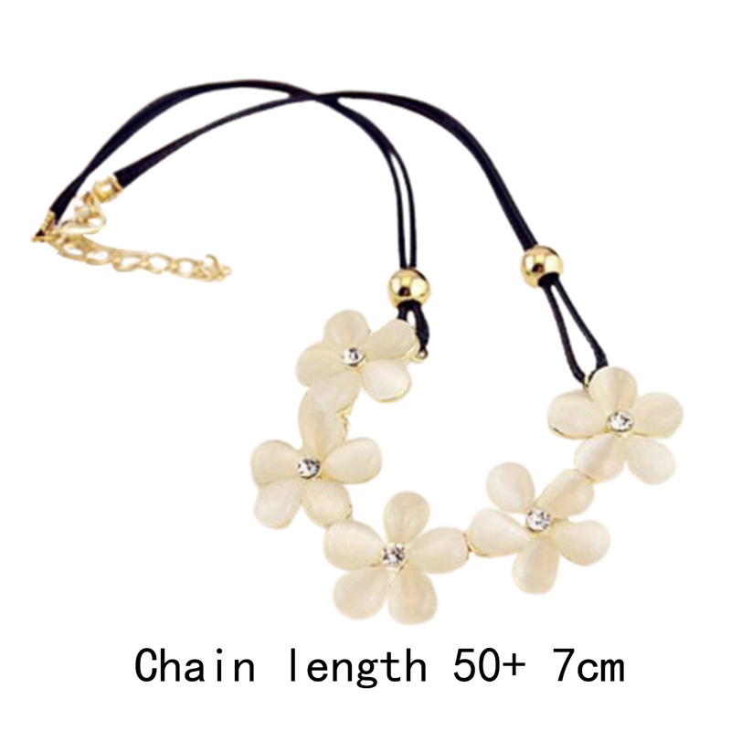 Light Yellow Gold Color Stackable Flower Pendant Cat Eye Stone Necklace