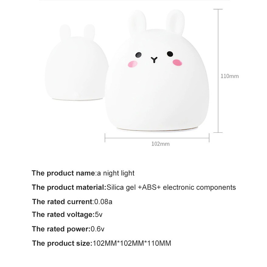 Lampu Tidur Lucu Anak LED RGB Light Model Kelinci - M22 - Multi Color