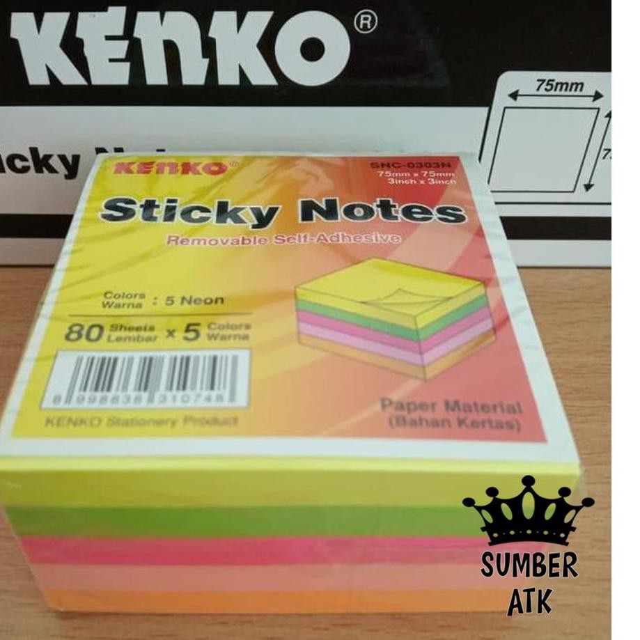 

Z9űS STICKY NOTE KENKO SNC-0303N Cube 5 warna MEMO warna warni - Neon Color ♠Terkini