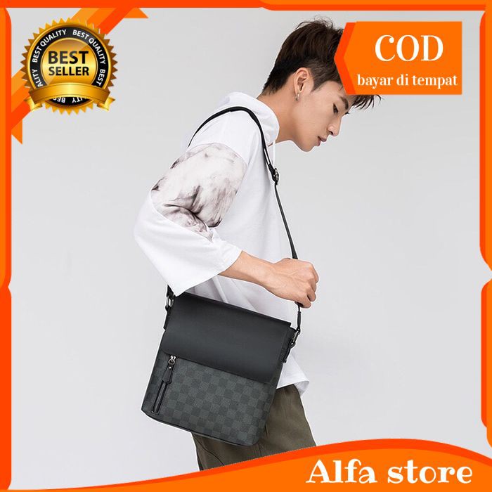 tas slempang selempang sling bag pria kulit fashion cowok import tas bahu pria slingbag sb06