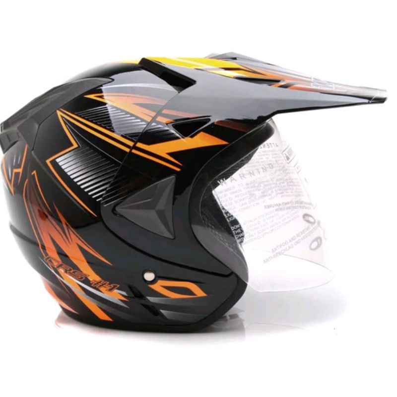 Helm semi cross WTO Hitam orange