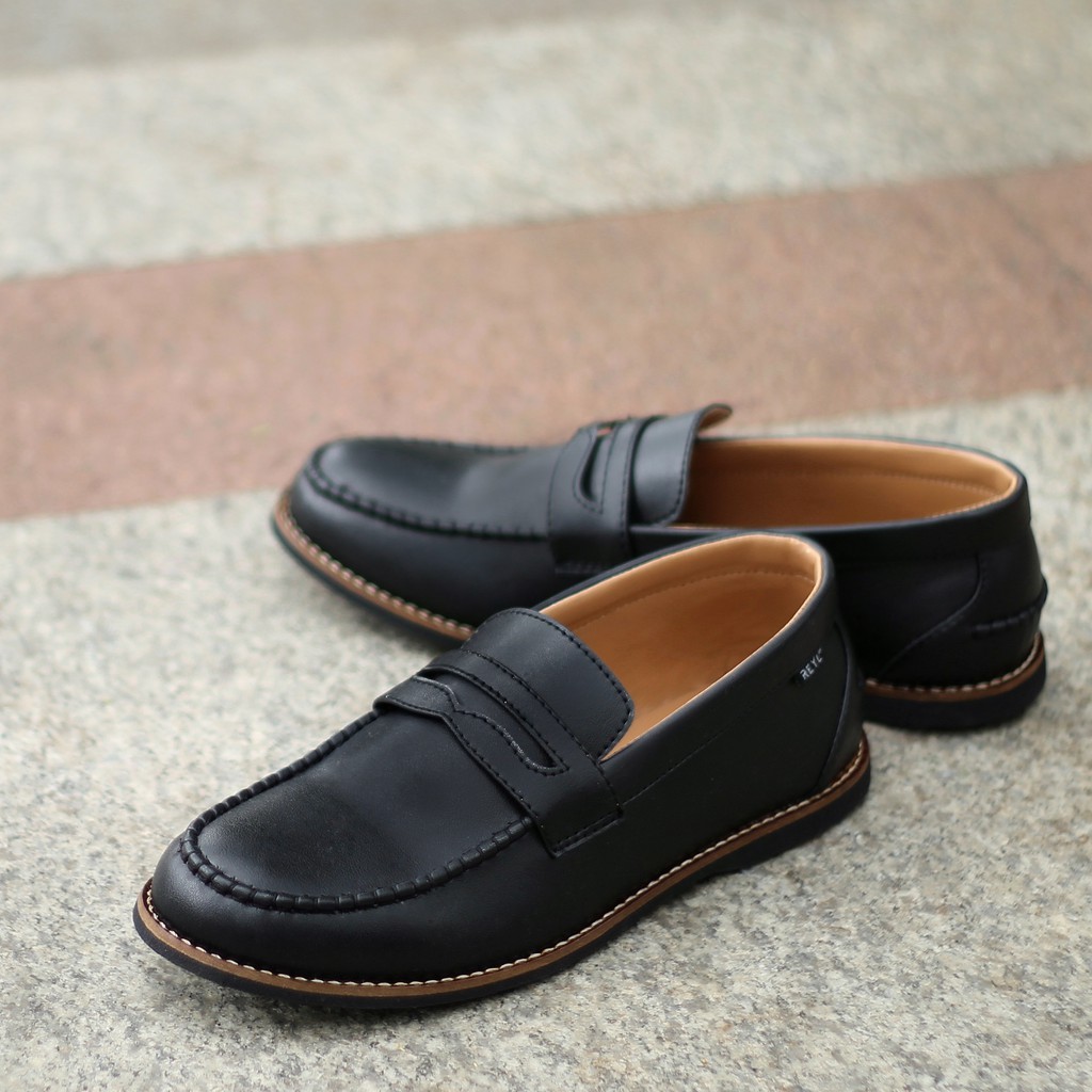 Shuffle Black | Sepatu Loafers Penny Klasik Vintage Klasik Ori Loafer Slip Footwear | FORIND x Reyl