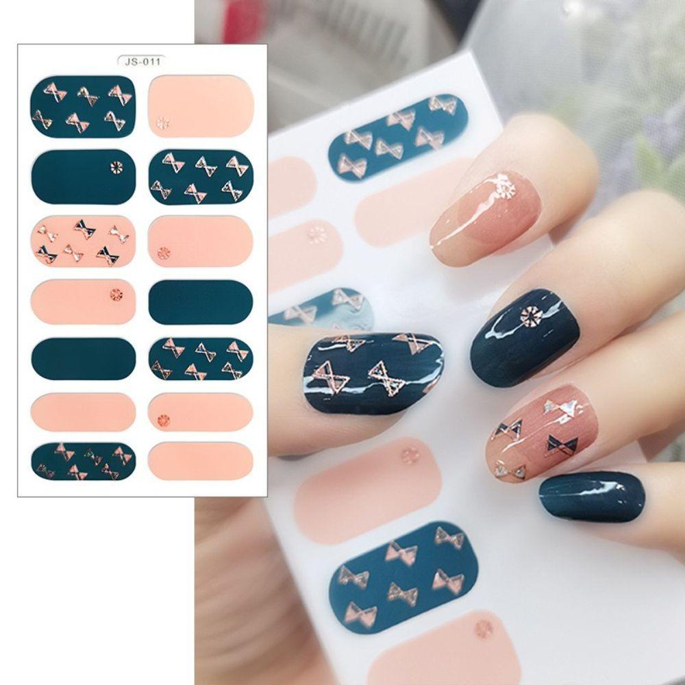 AUGUSTINA Agustinina Self-Adhesive Nail Stiker Bersinar Ikatan Simpul Dekorasi Kuku Nail Art Slider Relief Patung DIY Kuku Decals