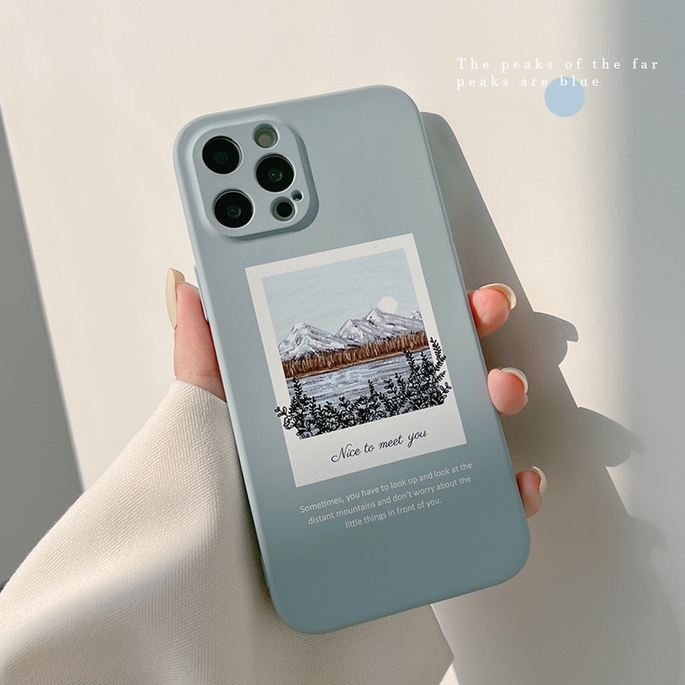 Soft Case Pelindung Penuh Desain Sierra Blue Snow Mountain Untuk Iphone 13 12 Mini 11 Pro Max X Xs Xr 8 7 Plus Se 2020
