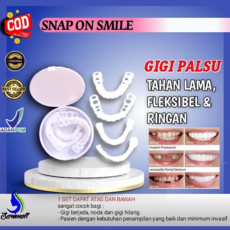 Gigi Palsu  Instan Snap On Smile 100% ORIGINAL Perawatan Kesehatan 1 set Gigi Palsu Renggang Tiruan 3