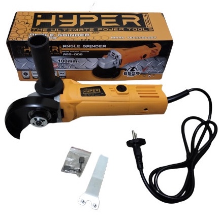 MESIN GURINDA HYPER AGS-008 4&quot; 650W/Mesin Gerinda Gurinda Tangan Angle Disc Grinder MT90 100mm 4&quot; Inch berkualitas