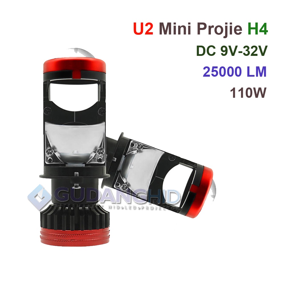 Mini Projector LED H4 Lampu LED H4 Mini Projie Mobil Motor 110W Terang