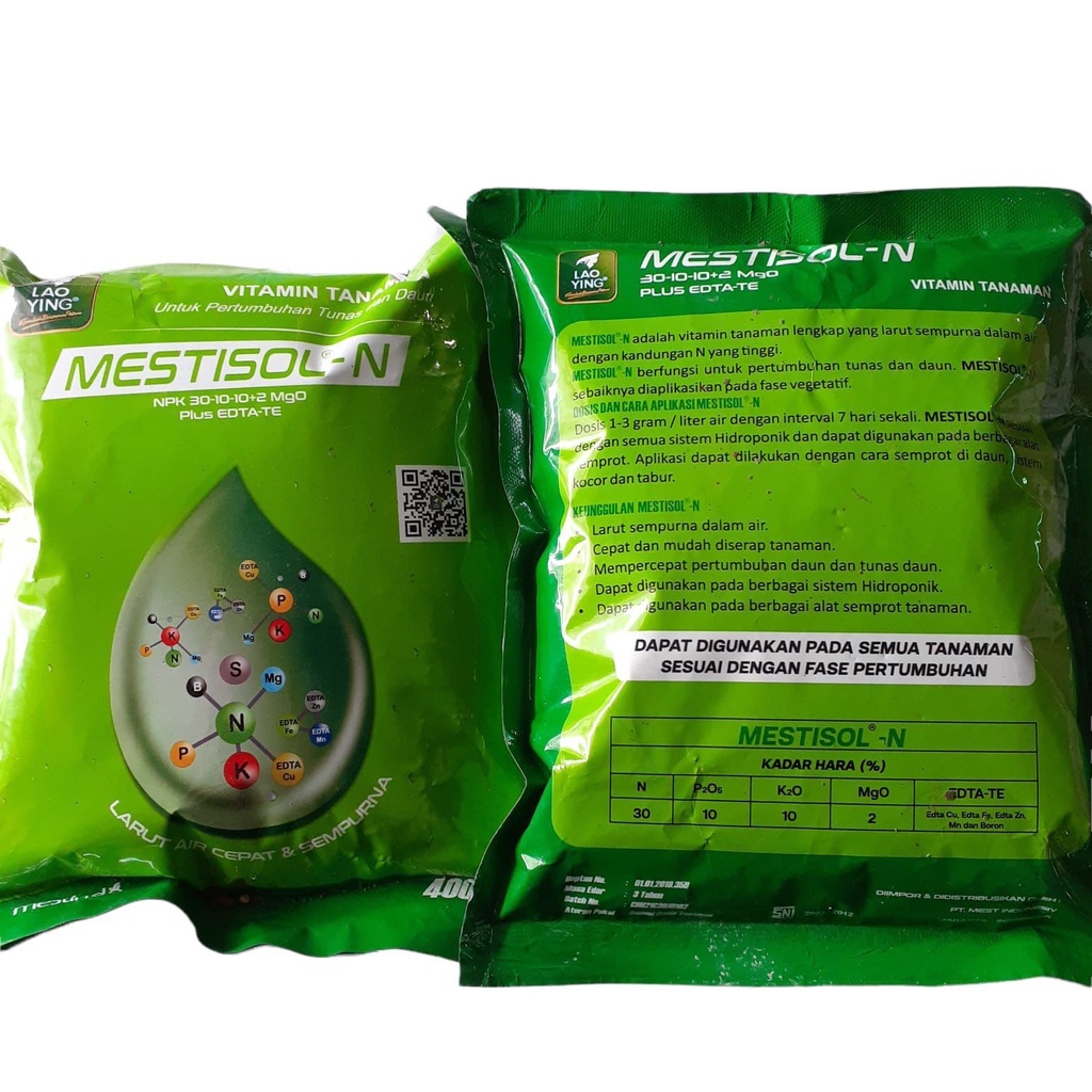 Pupuk Vitamin Tunas Dan Daun Mestisol - N Npk 30-10-10+2 MgO plus EDTA-TE Mestindo Lao Ying 400gr