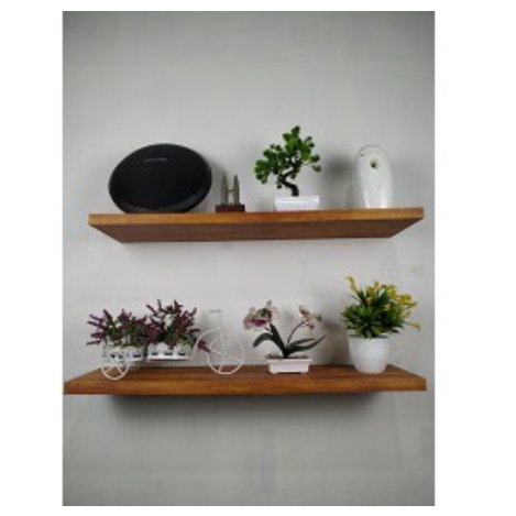 RAK DINDING MINIMALIS 80x20 CM RAK AMBALAN KAYU TEMPEL MURAH COKLAT MUDA