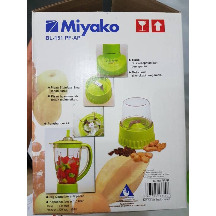 Miyako Blender Plastik 1,5L BL 151PF/AP 151 PF BL151PF Penggiling bumbu Kering 2in1 1,5 Liter